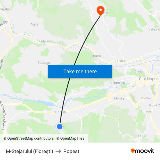M-Stejarului (Florești) to Popesti map