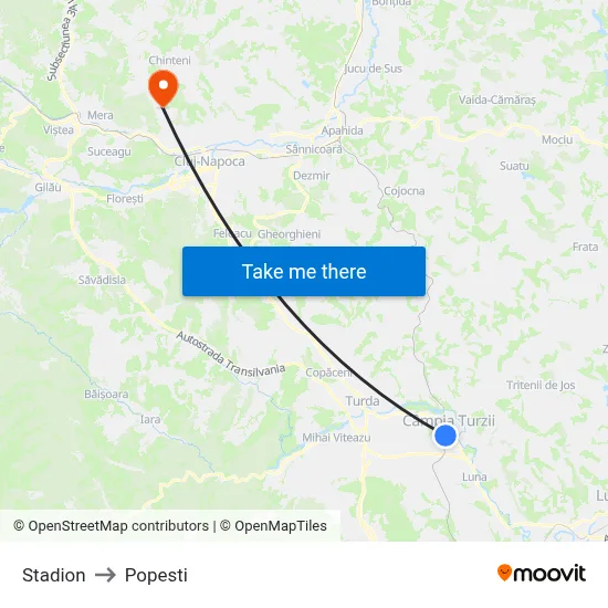 Stadion to Popesti map