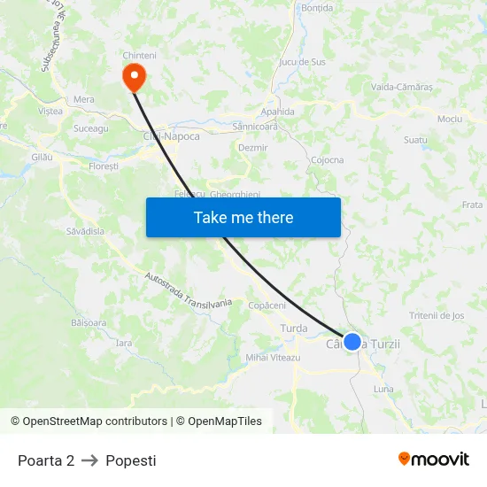 Poarta 2 to Popesti map