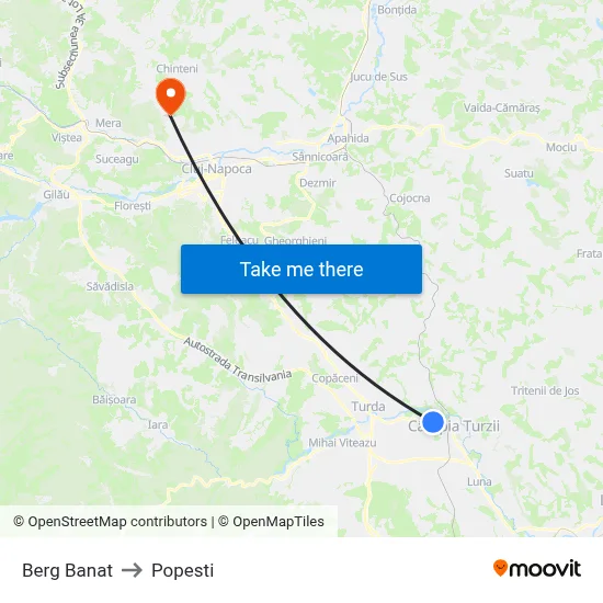 Berg Banat to Popesti map