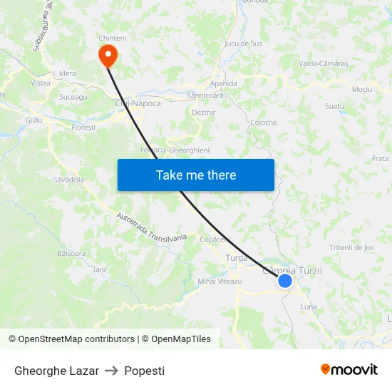 Gheorghe Lazar to Popesti map