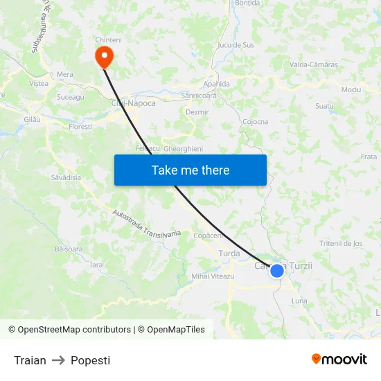 Traian to Popesti map