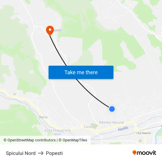 Spicului Nord to Popesti map