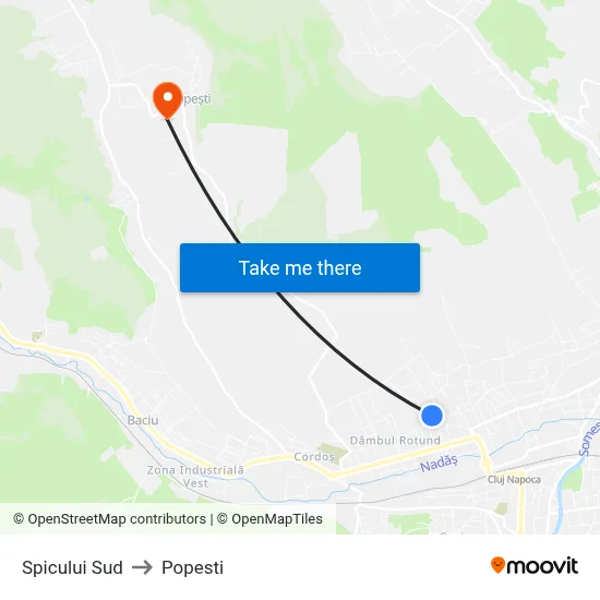 Spicului Sud to Popesti map