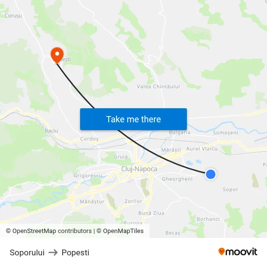 Soporului to Popesti map