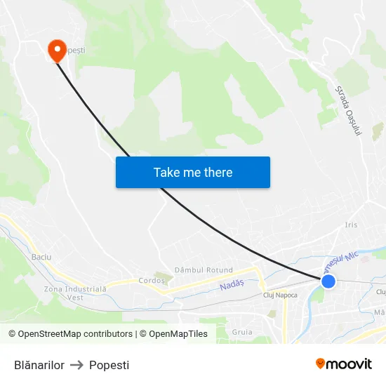 Blănarilor to Popesti map