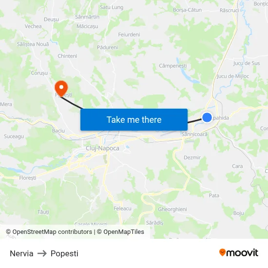 Nervia to Popesti map