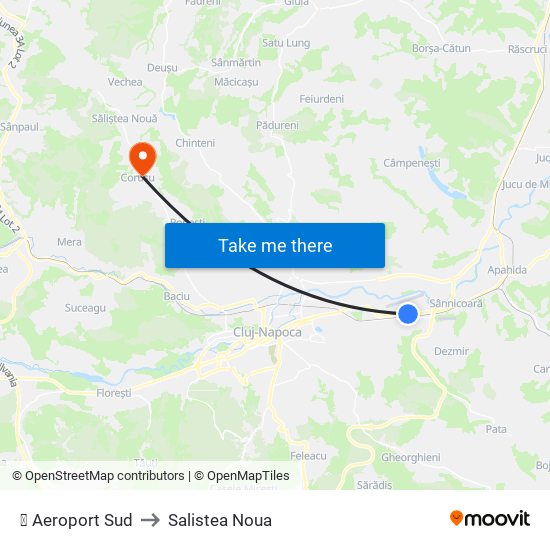 ✈ Aeroport Sud to Salistea Noua map