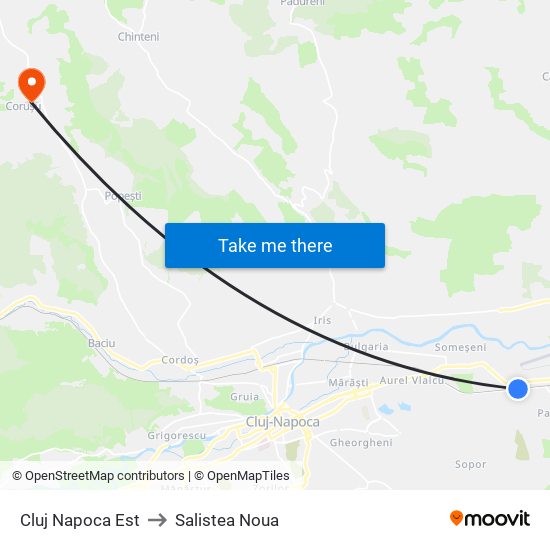 Cluj Napoca Est to Salistea Noua map