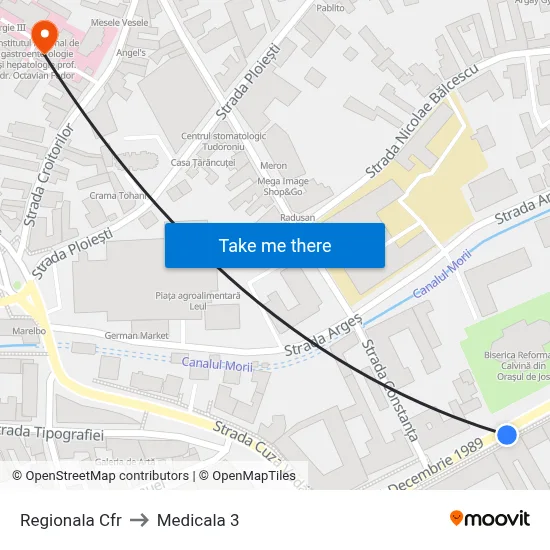 Regionala Cfr to Medicala 3 map