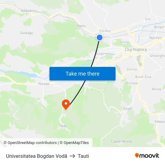Universitatea Bogdan Vodă to Tauti map
