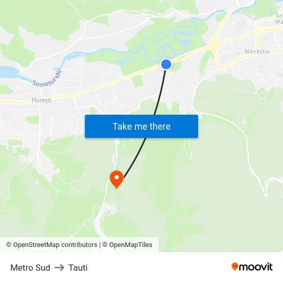 Metro Sud to Tauti map