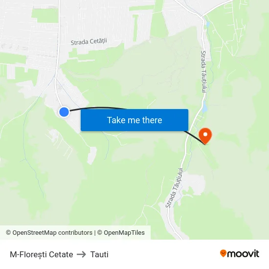 M-Florești Cetate to Tauti map