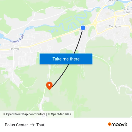 Polus Center to Tauti map