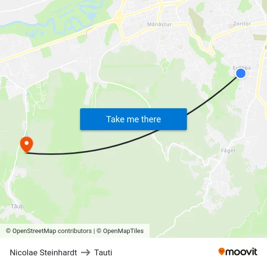 Nicolae Steinhardt to Tauti map