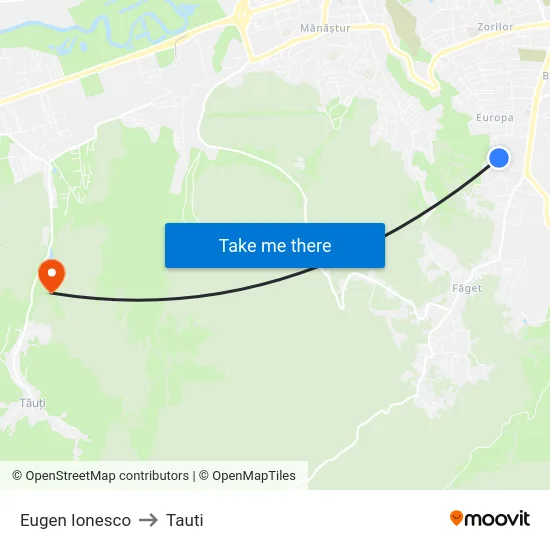 Eugen Ionesco to Tauti map