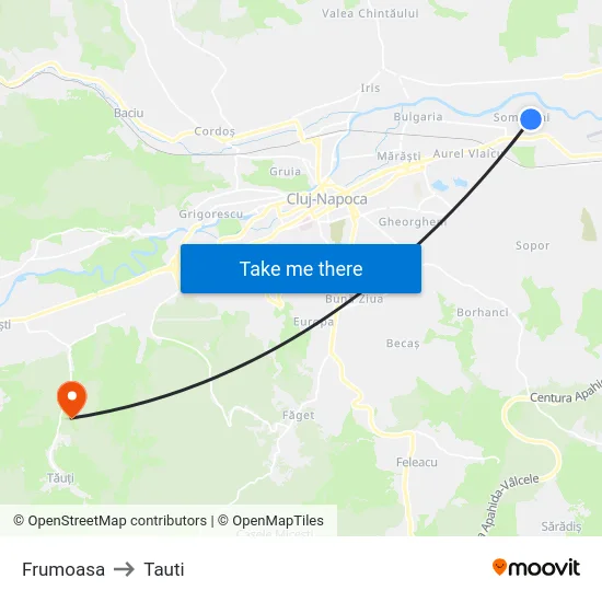 Frumoasa to Tauti map