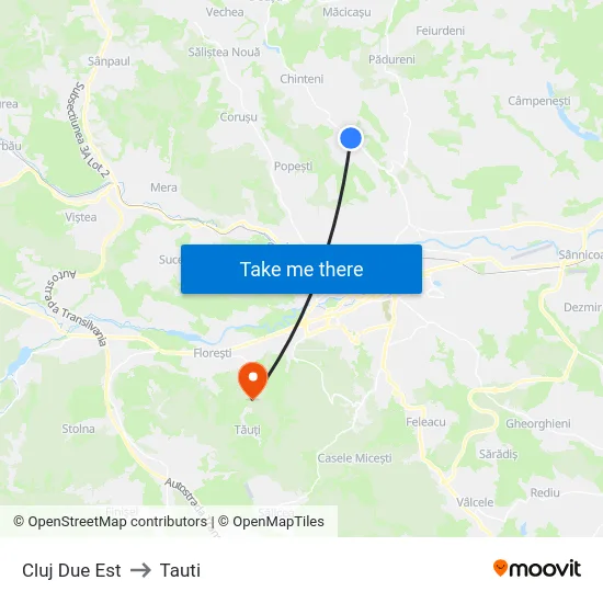 Cluj Due Est to Tauti map