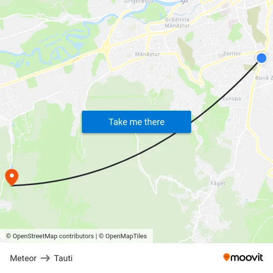 Meteor to Tauti map