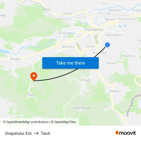 Drapelului Est to Tauti map