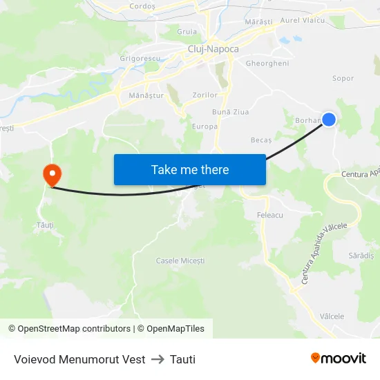 Voievod Menumorut Vest to Tauti map