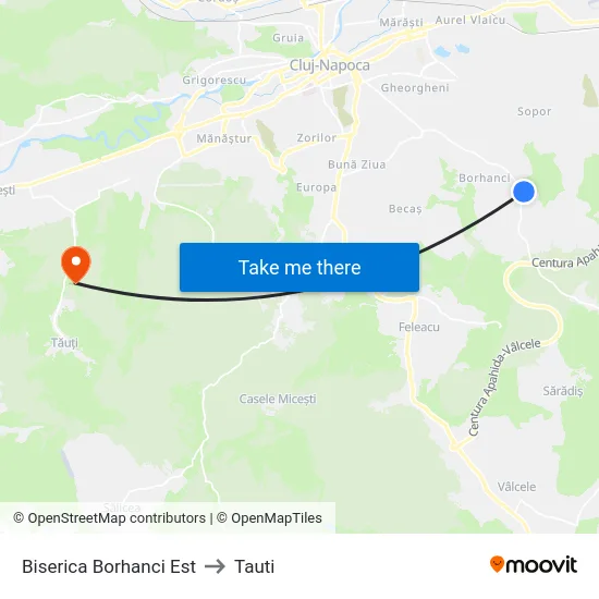 Biserica Borhanci Est to Tauti map