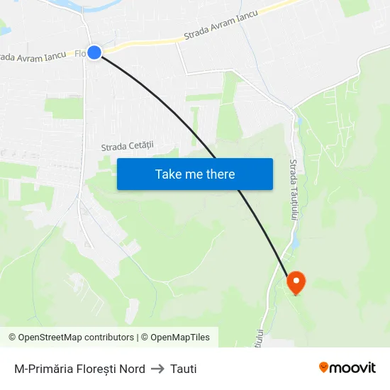 M-Primăria Florești Nord to Tauti map