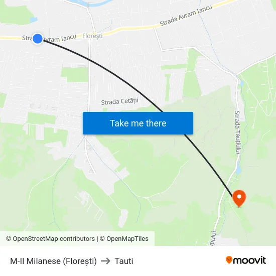 M-Il Milanese (Florești) to Tauti map