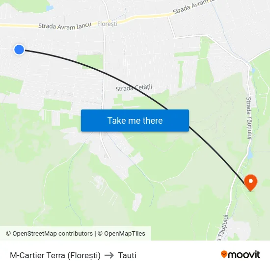 M-Cartier Terra (Florești) to Tauti map