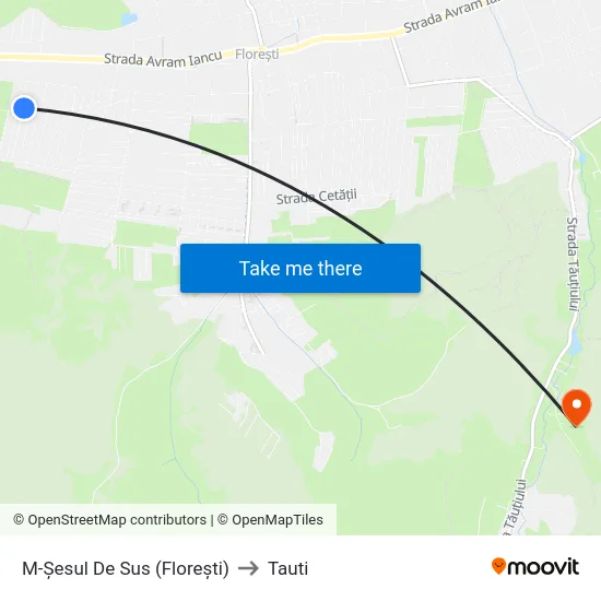 M-Șesul De Sus (Florești) to Tauti map