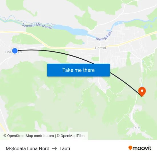 M-Școala Luna Nord to Tauti map