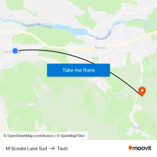 M-Școala Luna Sud to Tauti map