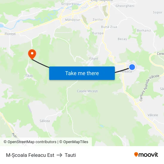 M-Școala Feleacu Est to Tauti map