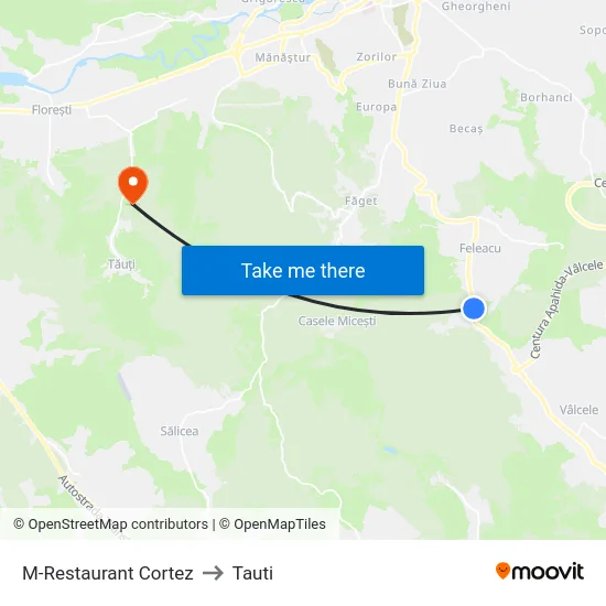 M-Restaurant Cortez to Tauti map