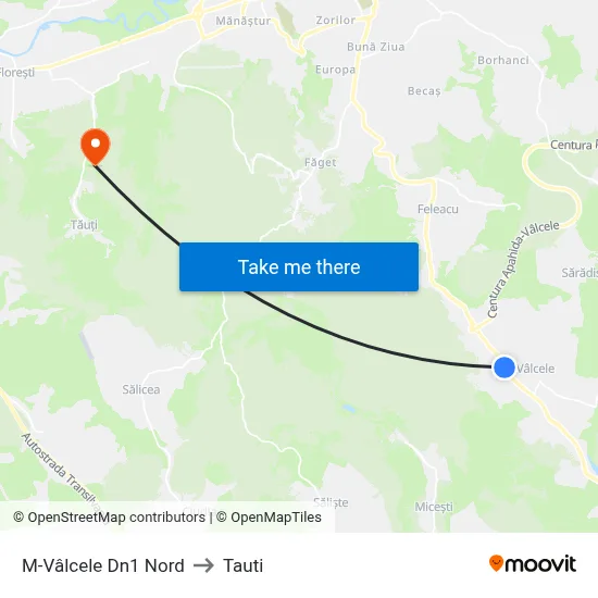 M-Vâlcele Dn1 Nord to Tauti map