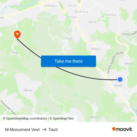 M-Monument Vest to Tauti map