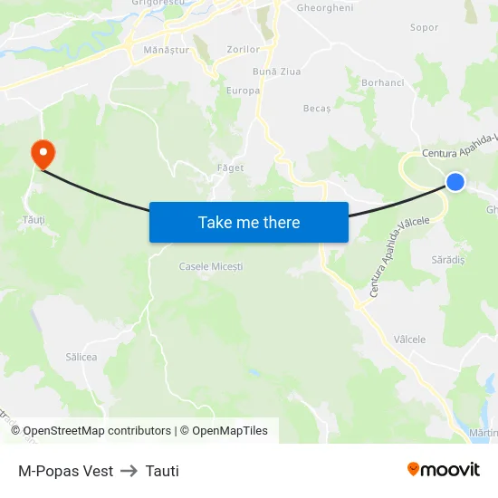 M-Popas Vest to Tauti map