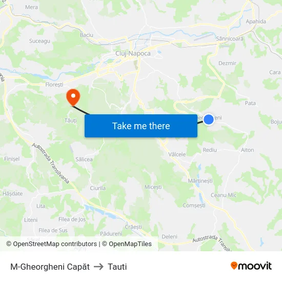 M-Gheorgheni Capăt to Tauti map