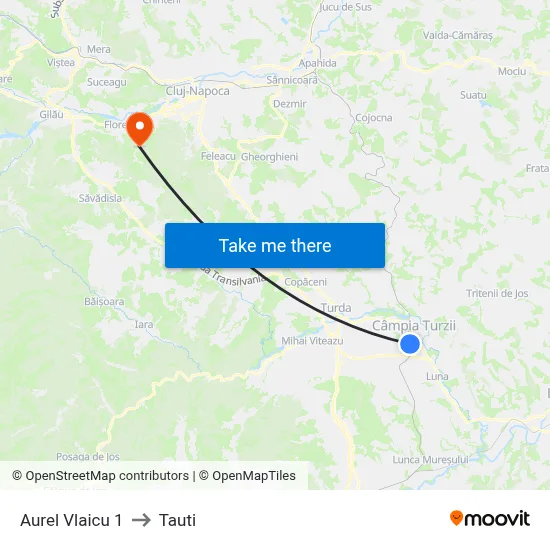 Aurel Vlaicu 1 to Tauti map