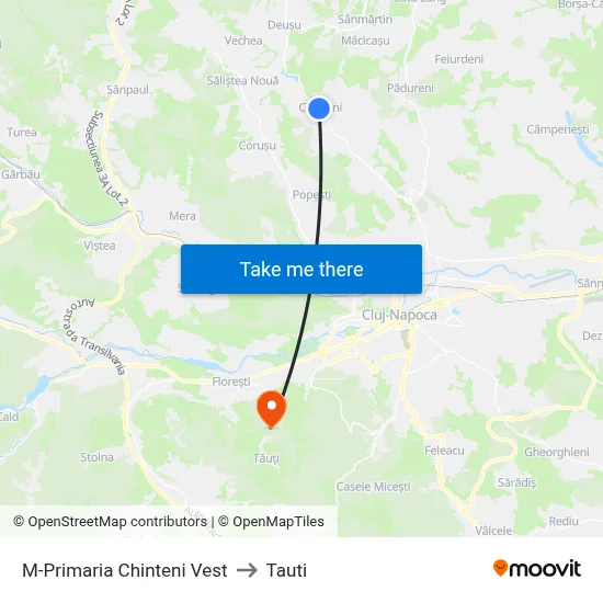 M-Primaria Chinteni Vest to Tauti map
