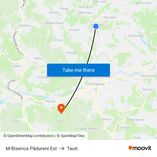 M-Biserica Pădureni Est to Tauti map