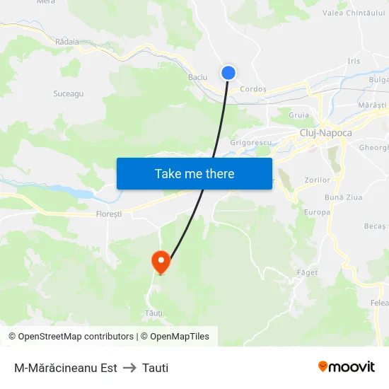 M-Mărăcineanu Est to Tauti map
