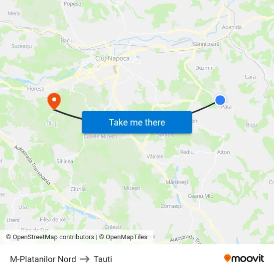 M-Platanilor Nord to Tauti map