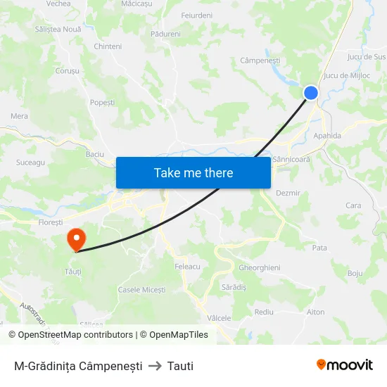 M-Grădinița Câmpenești to Tauti map