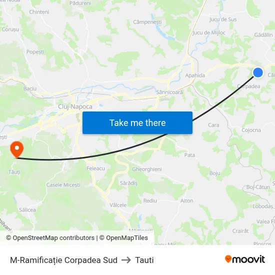 M-Ramificație Corpadea Sud to Tauti map