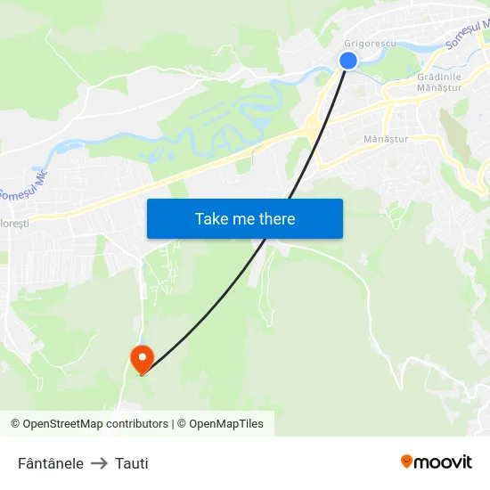 Fântânele to Tauti map