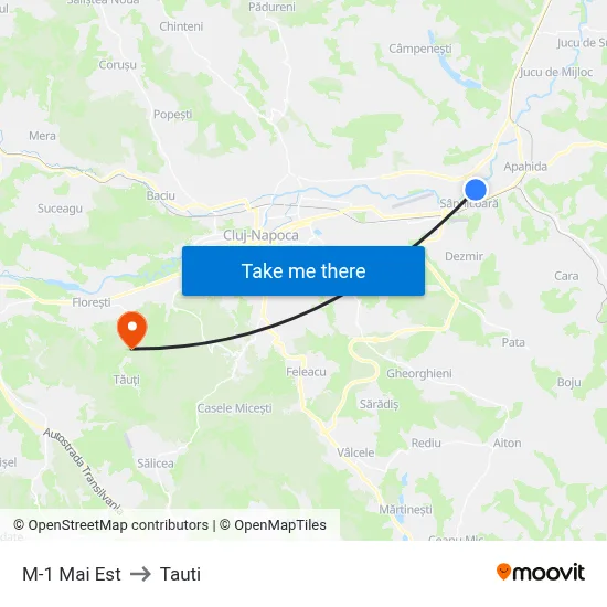 M-1 Mai Est to Tauti map