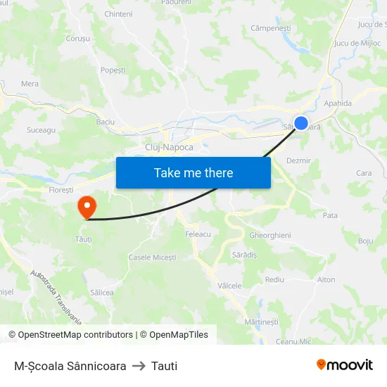 M-Școala Sânnicoara to Tauti map