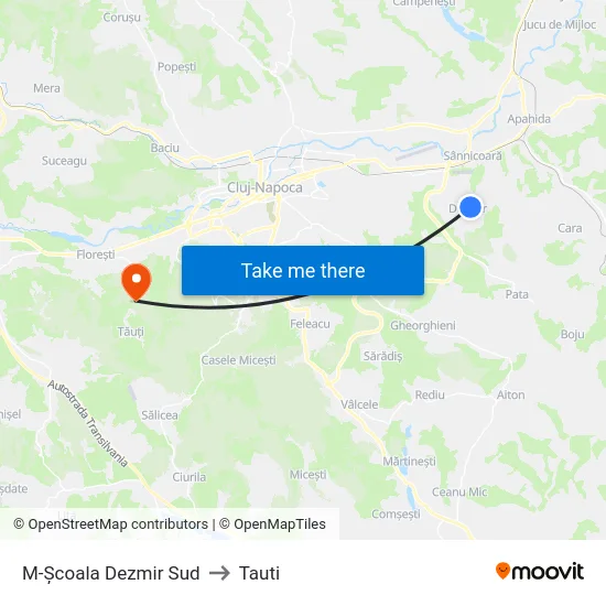 M-Școala Dezmir Sud to Tauti map