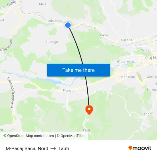 M-Pasaj Baciu Nord to Tauti map
